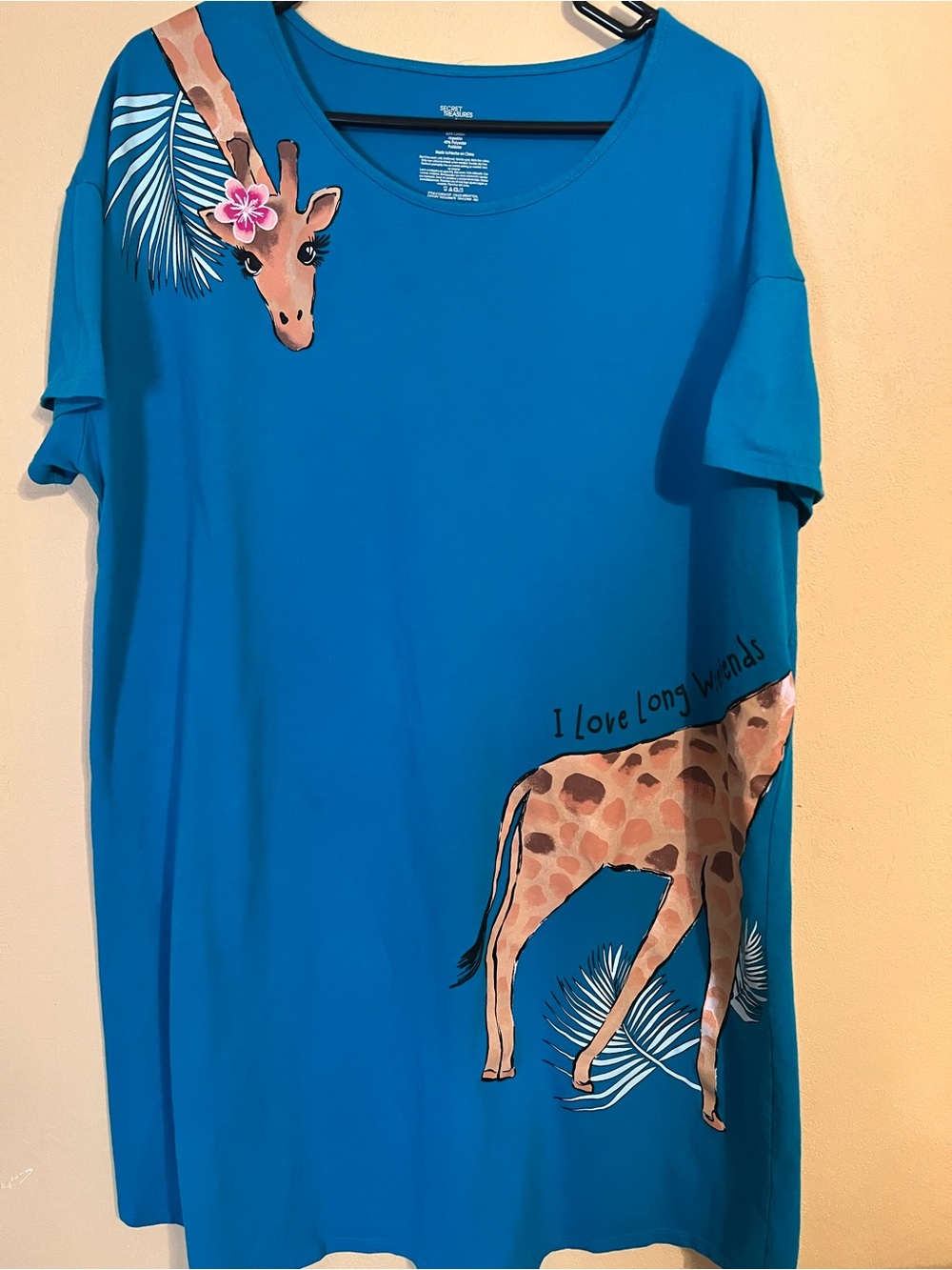 Secret Treasures Turquoise Giraffe Graphic Tee